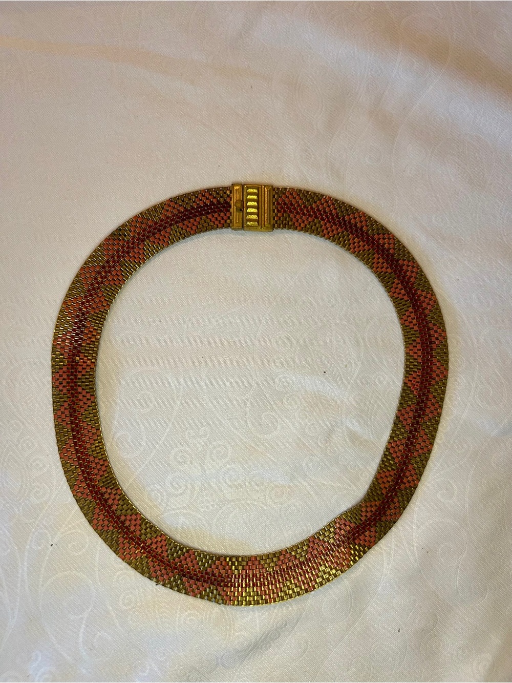 Vintage Copper and Gold Mesh Choker Necklace